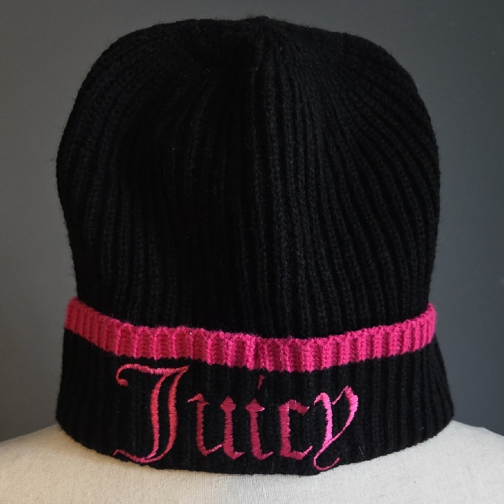 Juicy Couture Black And Pink Knit Hat